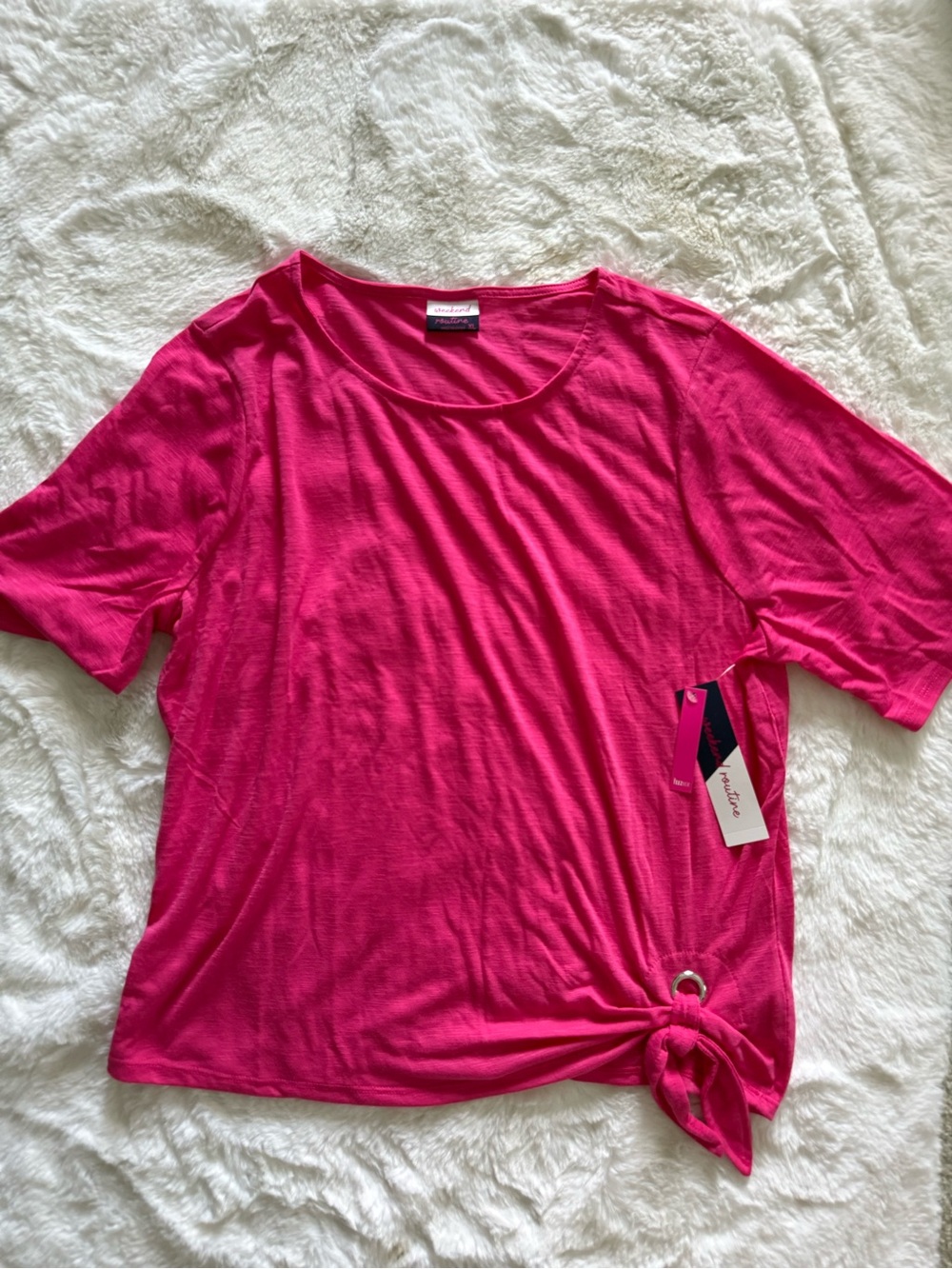 Women’s Short Sleeve Side-Tie Tee - Hot Pink